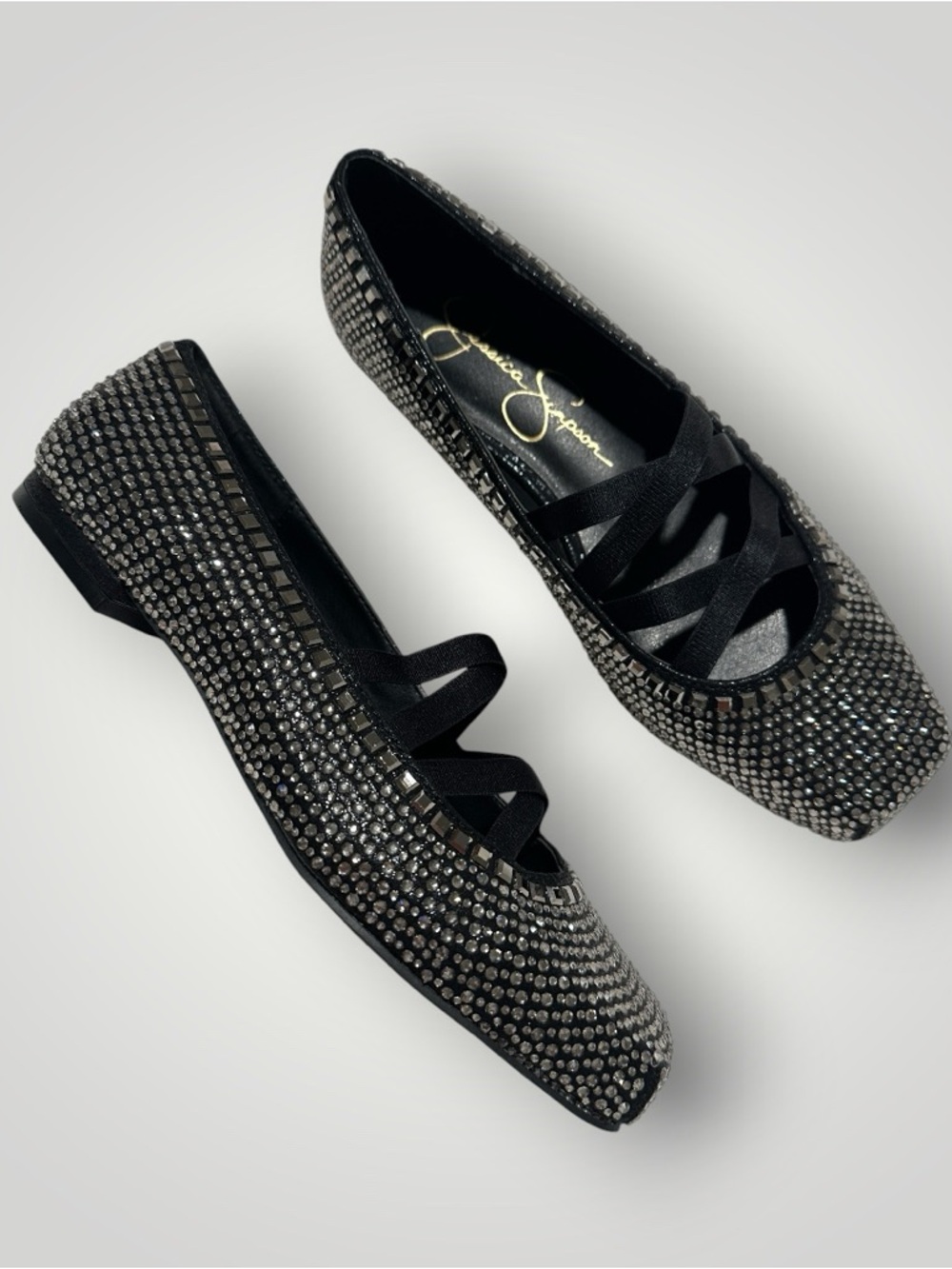 JESSICA SIMPSON Otessa Mary Jane Ballet Flat Jeweled Glitter Rhinestone Bling 6